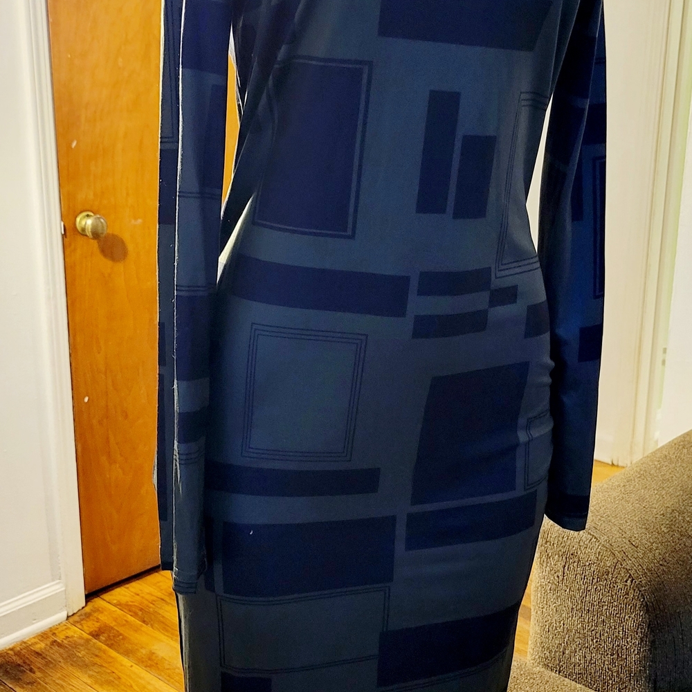 Geometric Green and Black Dress